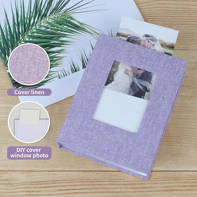 vivinin 2 Pack Photo Album 5x7, Linen Cover Photo Book, Small Photo Album Book for 36 Pockets Hold 72 Pictures, Picture Book for Photos Family Anniversaries Baby Vacations (Purple)