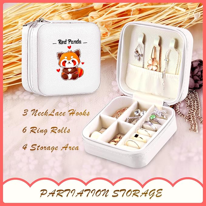 Red Panda Jewelry Box, Gifts For Kids Teens Girls, Red Panda Lovers Stuff Items Accessories Things Merchandise Decor Merch, Travel Ring Earrings Necklace Organizer Holder!