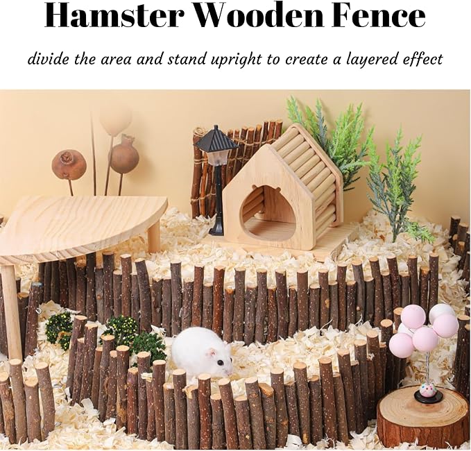 Bendable Hamster Bridge Fence 19.7&9.8In Wooden Hamster Ladder Rat ClimbingToys Cage Accessories for Syrian Hamster Gerbil Mouse