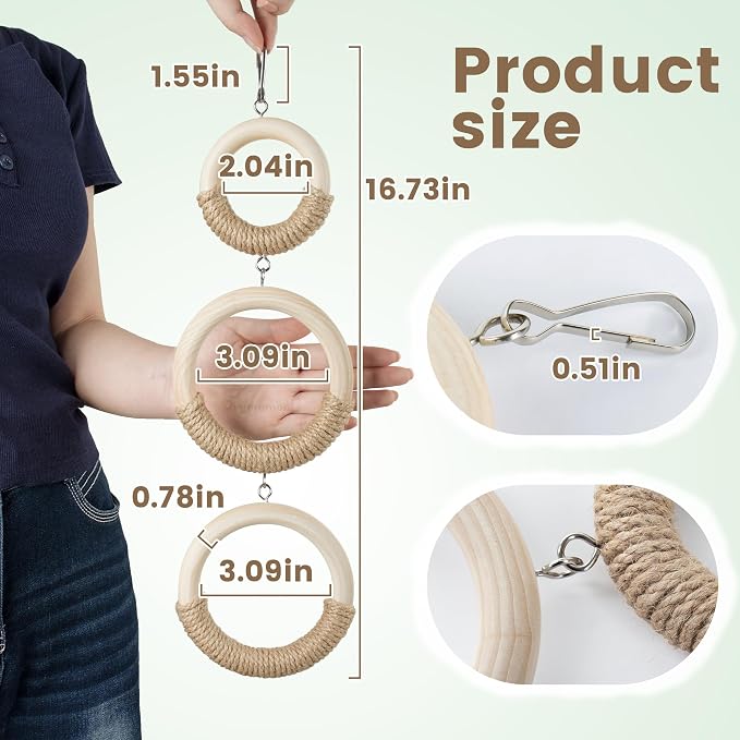 Mygeromon Sugar Glider Toys Climbing Ring Rat Cage Accessories | for Small Animal, Squirrel, Wood, Hanging, Enrichment Supplies