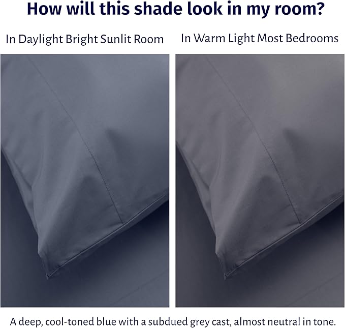 California Design Den Bed Sheets Full Size Set - Certified 100% Egyptian Cotton Percale Sheets Full Size with Deep Pockets, Lightweight, Crisp & Cool Durable Luxury Bedding Set - Mineral Blue