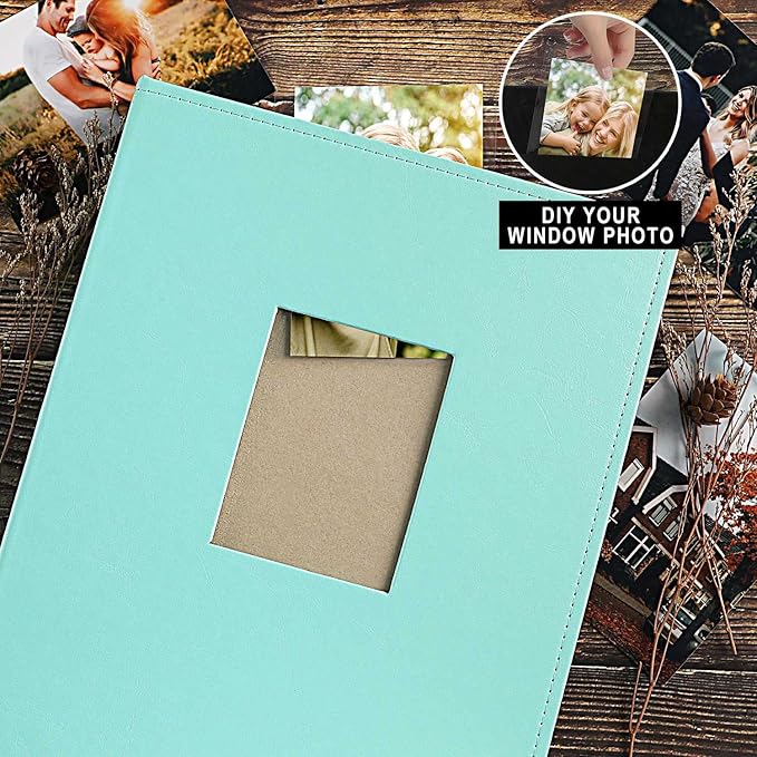 Ywlake Photo Album 4x6 400 Pockets, Leather Photo Albums Holds 400 Vertical Pictures Only Teal