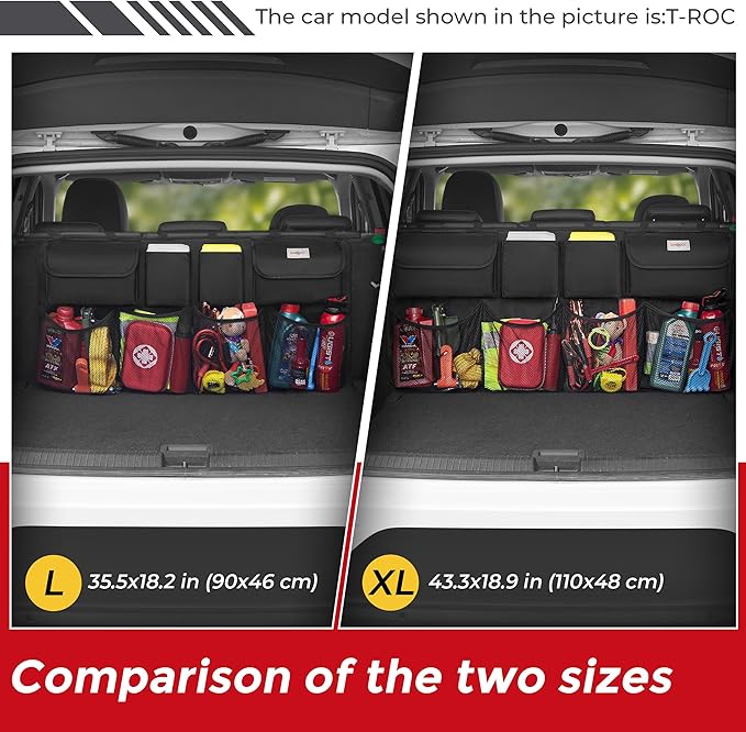 SURDOCA Car Trunk Organizer, LARGE CAPACITY(43 x 19 in) Car Storage Bag with 8 Pockets, 7X Upgraded Trunk Storage Organizer for Car, SUV, Truck, MPV