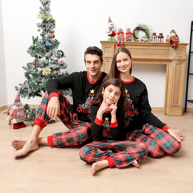 Matching Family Christmas Pajamas Sets, Holiday PJs with Top and Pants, Cute 2 Piece Sleepwear for Couples/Women/Men