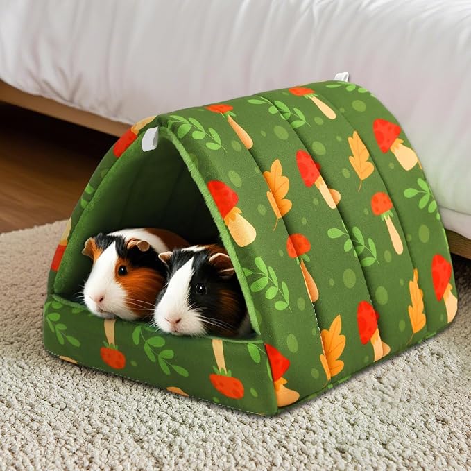 UPINS 2 Pack Guinea Pig Bed,Guinea Pig Hideout | Washable Small Animal House Cage Accessories,for Dwarf Rabbits Chinchillas Hamsters Hedgehogs Ferrets Bearded