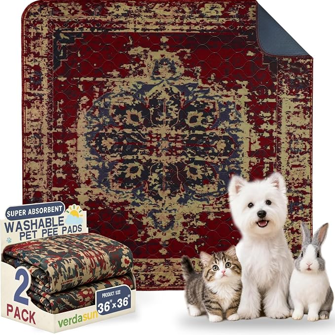 Tapete Higiênico Lavável e Reutilizável para Cães, 36x36 Polegadas, 2 Unidades