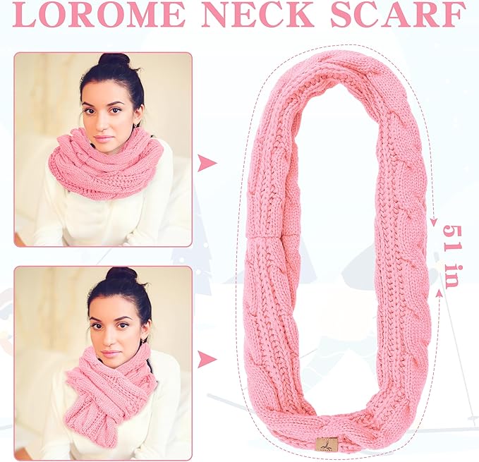 Winter Beanie Hat Scarf Gloves, Warm Fleece Knit Hats Touch Screen Gloves Neck Scarf Set Winter Gifts for Unisex Adult