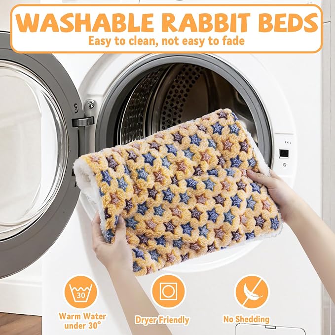 2 Pcs Guinea Pig Bed, Washable Rabbit Bunny Bed Mat Warm Small Animal Bed Pad Guinea Pig Pillow Pet Bed Mat for Chinchilla Hedgehog Ferret (19.3" x 12.6")