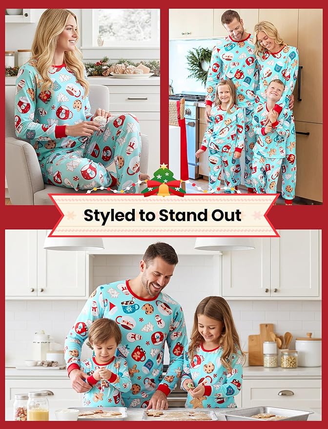 PATPAT Christmas Family Matching Pajama Sets Includes Christmas Socks - Perfect for Family Photos & Holiday Celebrations