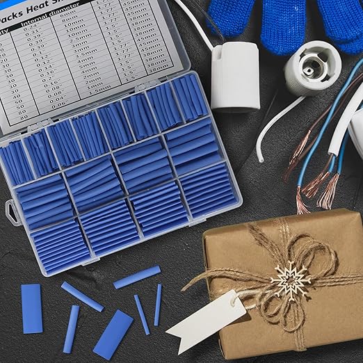 ASHINER Blue Heat Shrink Tubing Kit - 580Pcs EVA Material in 11 Sizes - Ideal for Electrical Insulation, Repairs, and Wire Connectors with User-Friendly Design and Storage Case