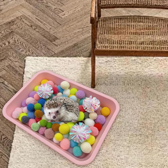 Hedgehog Dig Box Tray Set, Hedgehog Enrichment Toy for Cage Accessories, Fun Foraging & Digging Hedgehogs Toy for Hamster Guinea Pig Ferret (Pink)