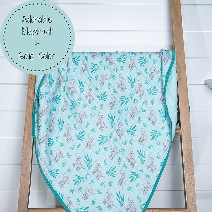 LollyBanks Muslin Baby Blanket 100% Organic Cotton, Muslin Quilt Lightweight, 6 Layers Soft Blanket Neutral, 47"x 47" Toddler Blankets for Girls and Boys, Nursery Receiving Blankets (Elephant Print)