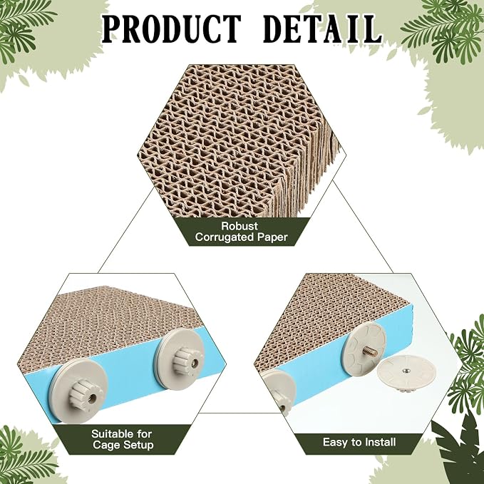 Skyygemm 2 Pcs Bird Toys Parrot Perch Stand Cage Accessories, Medium | for Macaws Conures Cockatiel Budgies, Corrugated Texture Promotes Claw Grinding, Platforms for Cage Play, Beak Chew Activity