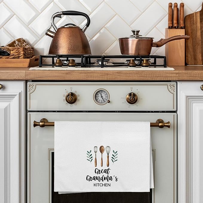 Great Grandma's Kitchen Towels Gifts, Great Grandma Christmas Birthday Gifts Hand Towels for Great Grandma, Rustic Farmhouse Decorative Tea Dish Towels for Room Mother's Day Decor 16x24 in