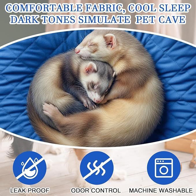 Beeveer 7 Pcs Ferret Cage Liner Washable Ferret Pads Bedding Cage Accessories Kit for Small Animals Hamster Rats Chinchillas Hedgehogs Guinea,Stain-Resistant Material (Double Unit Set,Blue)