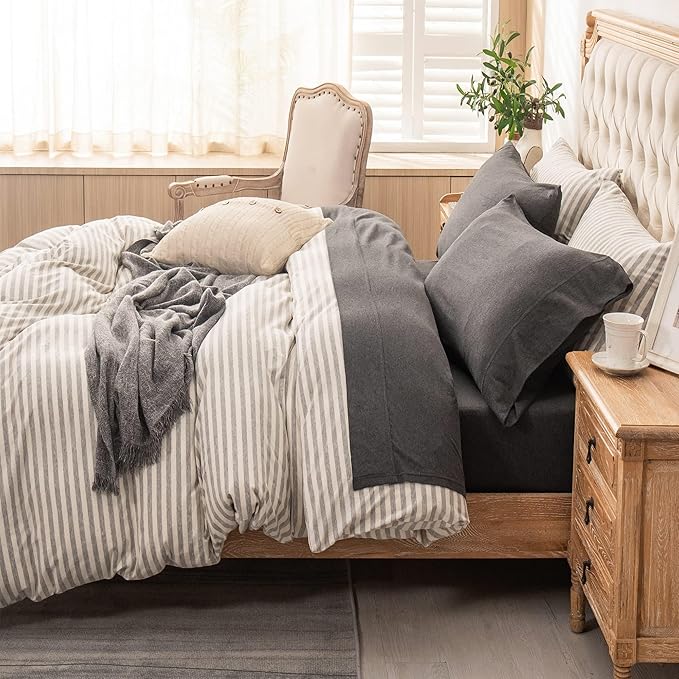 PURE ERA Jersey Knit 3pcs Bed Sheet Set 100% T-Shirt Heather Cotton Super Soft Comfy Breathable Fits Mattress Up to 20" Extra Deep Pocket (Charcoal Dark Grey,Twin XL)