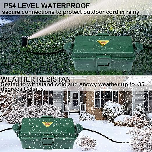 Outdoor Electrical Box Waterproof IP54-rated Outdoor Outlet Box Black Outdoor Extension Cord Cover Box (Inner 6.5 x 3.5 x 2.2inch) Wall-Hangable Waterproof Box for Protect Outlet(2 PCS Green)
