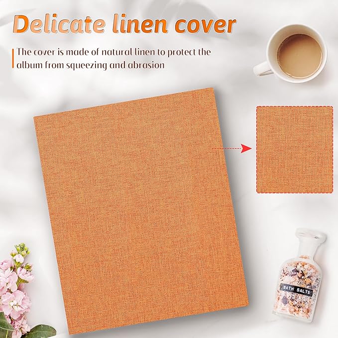 Popotop Photo Album 4x6 100 Pockets for Wedding Gifts,Linen Hardcover Picture Albums for Family Anniversary Baby Vacation Pictures
