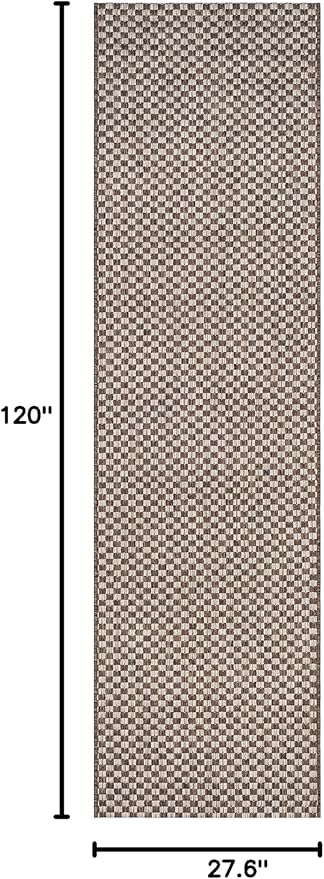 SAFAVIEH Washable Rug Outdoor Courtyard Collection - 2'3" x 10' Runner, Light Brown & Light Grey, Non-Shedding & Easy Cleaning, Ideal for Patio, Entryway, Mudroom, Hallway, Kitchen (CY8653-36321)