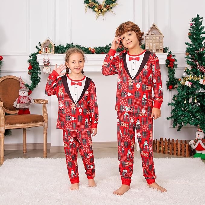 PYAEAS Matching Family Pajamas Sets Christmas PJ's Jammies Holiday Sleepwear Loungewear for Adult Women Men Xmas Outfits