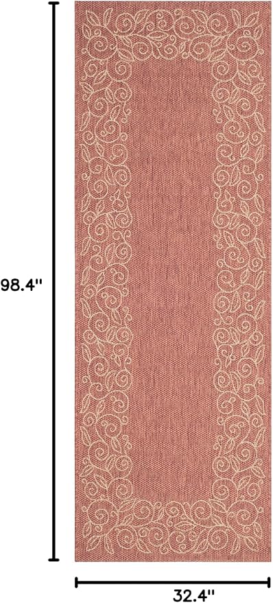 SAFAVIEH Washable Rug Outdoor Courtyard Collection - 2'7" x 8'2" Runner, Terracotta & Beige, Non-Shedding & Easy Cleaning, Ideal for Patio, Backyard, Mudroom (CY5139A)