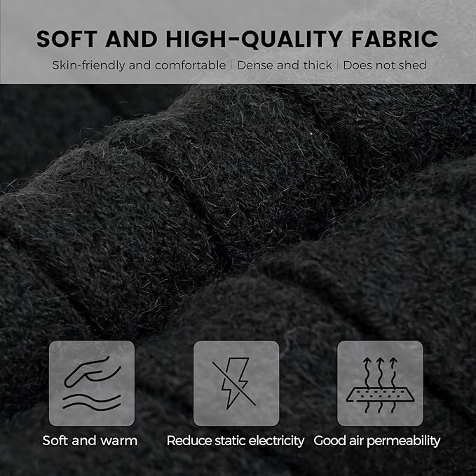 Womens Winter Beanie Hat Scarf Gloves Set, Knit Touch Screen Gloves Long Scarf Skull Caps Fleece Lined Winter Gift