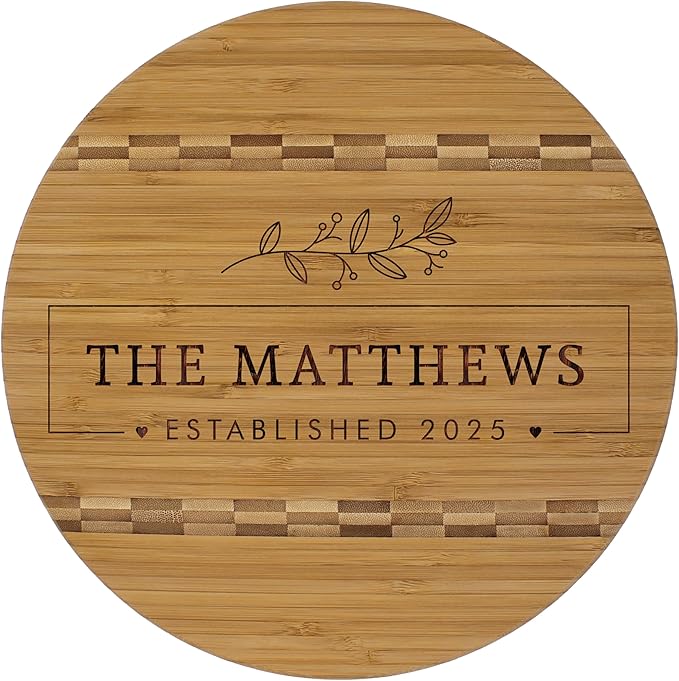 Deluxe Custom Personalized Wedding Anniversary Couples Bamboo Cutting Board Gift (Custom Personalized)