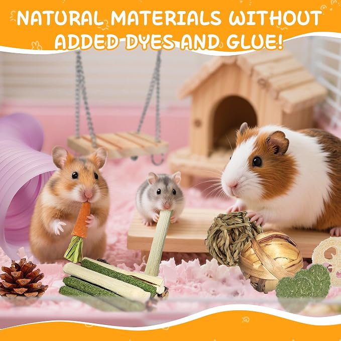 40 PCS Hamster Toys Set, Guinea Pig Toys Enrichment Hamster Tubes and Tunnels, Rat Enrichment Toy with Bridge, Seesaw, Swing, Ball for Gerbils, Chinchillas, Dwarf and Syrian Mouse