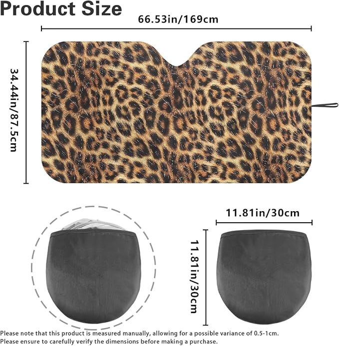 Golden Leopard Print Windshield Sun Shade Foldable Front Windshield Sun Shade for Heat Protection Car Accessories Keep Your Vehicle Cool
