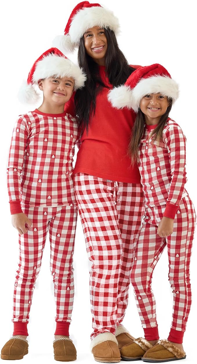 JAMIE Matching Family Jammies Holiday Pajamas 100% Organic Cotton PJs Adults, Kids, Toddlers, Baby, Pets