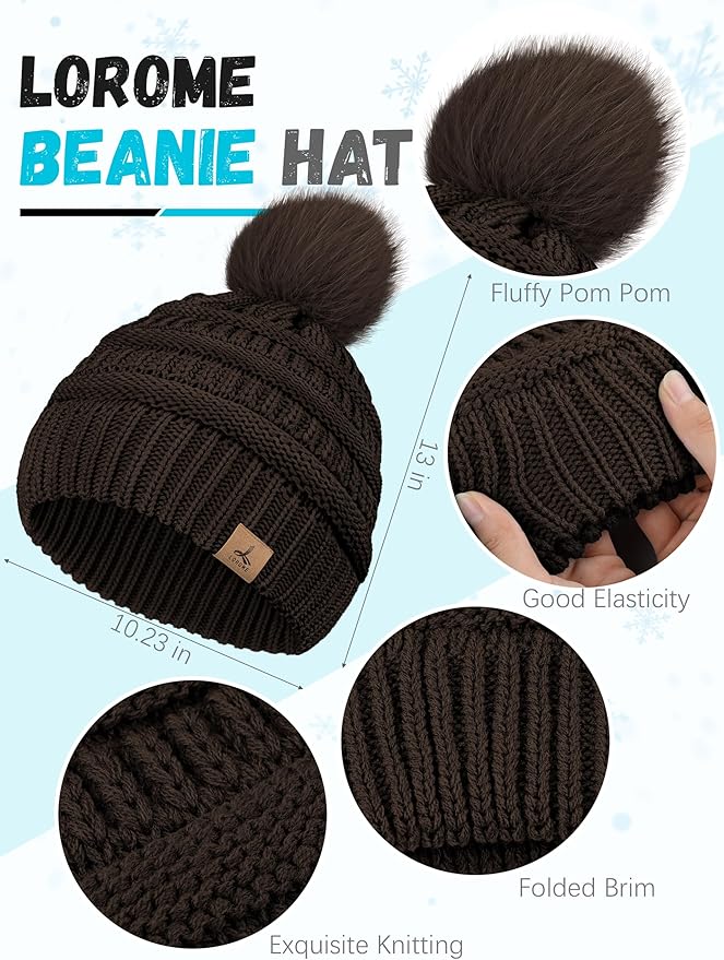 Winter Hat Scarf Gloves and Ear Warmer, Warm Knit Beanie Hat Touch Screen Gloves Set Winter Gifts Neck Scarves for Women
