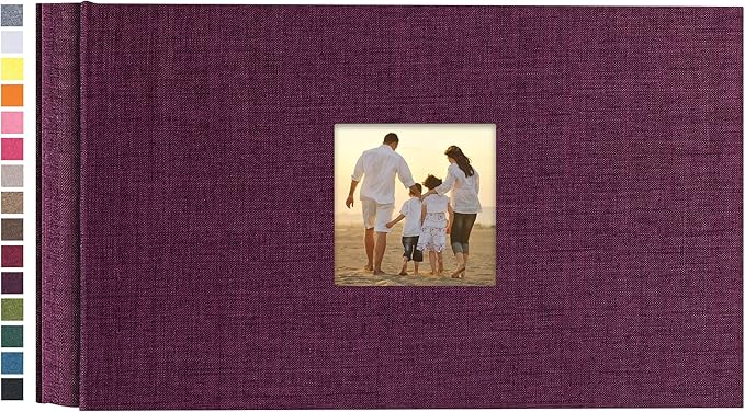 potricher Small Photo Album 4x6 100 Photos Linen Cover Picture Photo Book for Family Wedding Anniversary Baby Vacation (Purple,100 Pockets)
