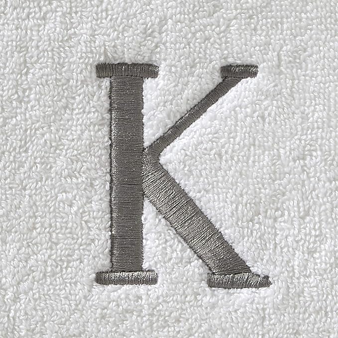 SKL Home Casual Monogram Hand Towel (2-Pack), K, 16x26, White