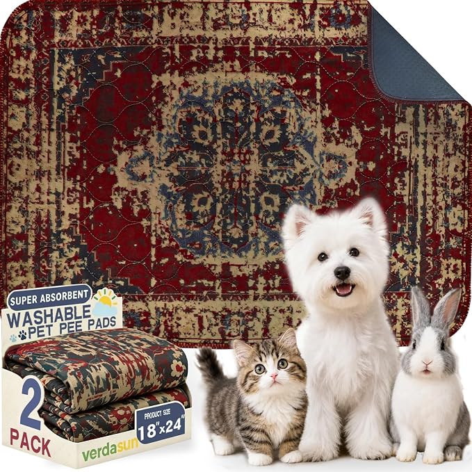 Tapete Higiênico Lavável e Reutilizável para Cães, 18x24 Polegadas, 2 Unidades
