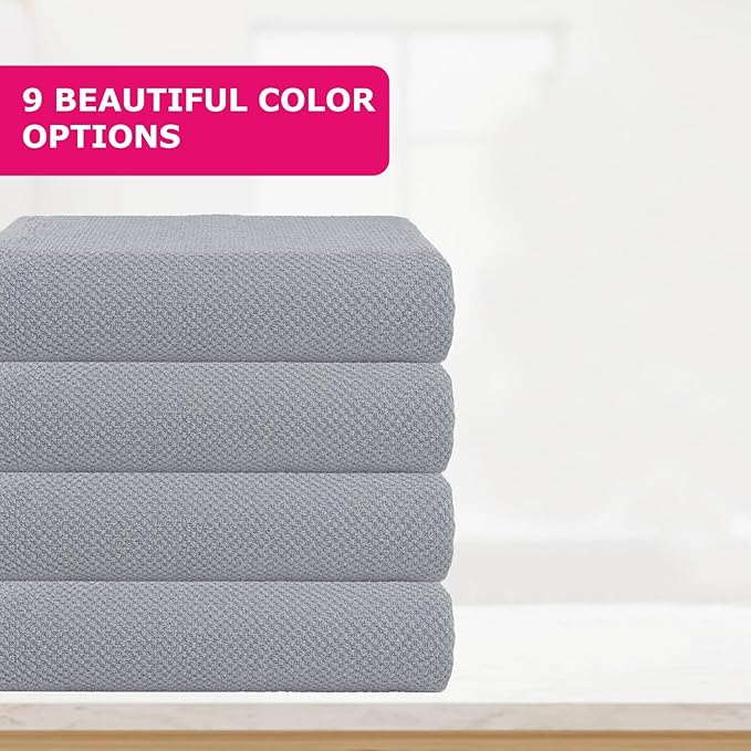 CASA COPENHAGEN Popcorn Textured 4 Pieces Bath Towel Set- Grey Violet, 550 GSM 4 Bath Towel Rough & Tough Use Cotton Towels Gift Set for Bathroom