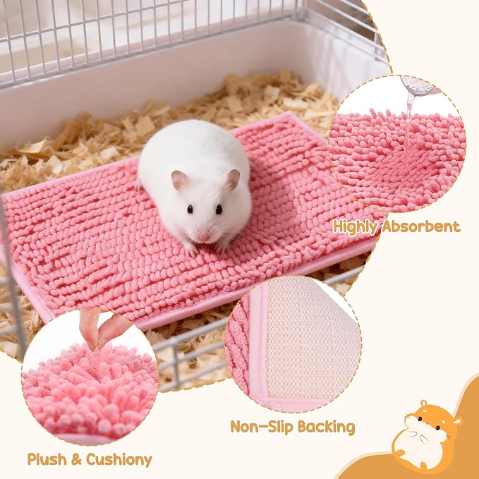 8 Pcs Guinea Pig Cage Liner, 16x12 Inch Washable Fleece Bedding Mats & Reusable Pee Pads for Rabbits and Small Animals (4 Colors)