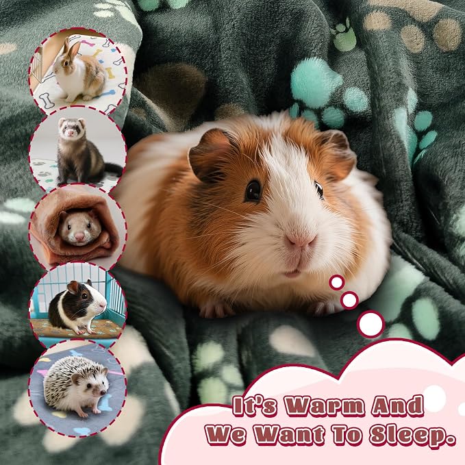YedsIntu 6 Pcs Washable Guinea Pig Blankets Absorbent Small Animal Fleece Bedding Cage Liners Reusable Pet Pee Pad Sleep Mat Pad Cover for Hamster Ferret Rabbit Chinchilla Hedgehog (Grey, 16" x 24")