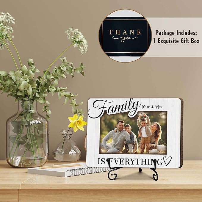SIXEIGHT Family Definition Picture Frame Family Is Everything Wooden Photo Frame Natural Wood Picture Frame for Families Dad Mom Grandparents Father from son Desk Decor 4x6 Photo Frame-A18