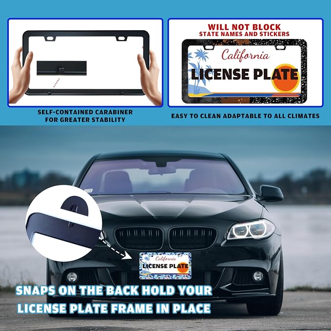 Astronaut Galaxy Planet License Plate Frame Stainless Steel 6.3 X 12.2 Inch | Fits US Standard With Screws Rust Resistant For Car Front Rear Decoration Accessories Easy Installation For Cars SUV Truck