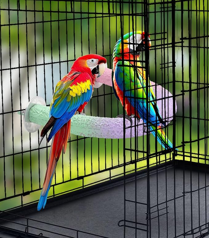 U Shape Parrot Perch Cage for 4cm Large Pad Fits Bird perches | Fits Horizontal Vertical Bars Washable Colorfast Resin Perch for Budgies, Cockatiels to Trim Nails Beak Naturally