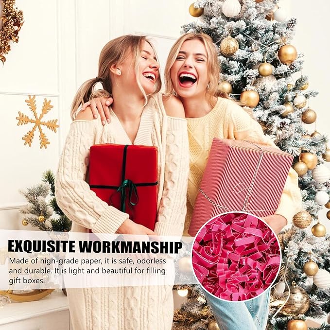 ZEBMOON 1 LB Fuschia Crinkle Cut Paper Shred Filler Great for Gift Wrapping, Basket Filling, Birthday, Wedding, Halloween, Thanksgiving, Christmas Day, New Year Party Decorations Filling Supplies