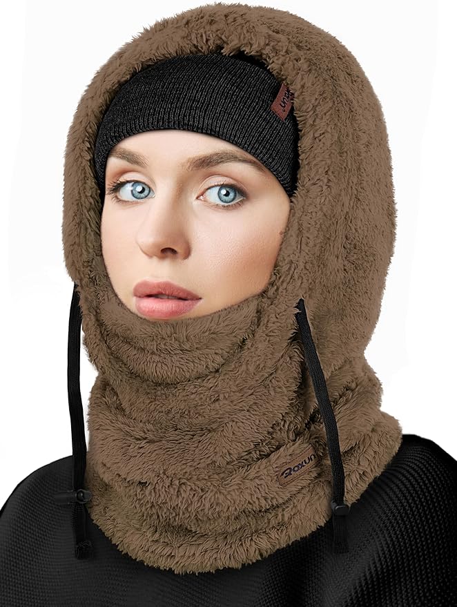 Ski Mask Fleece Balaclava, Windproof Face Mask Winter Warm Neck Cover Hat Hood for Men Women