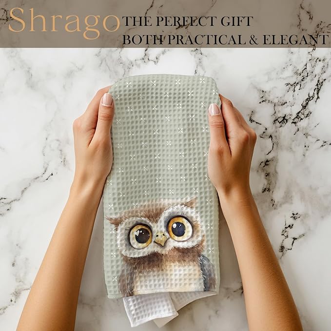 Cute Owl Bathroom Hand Towels, Kids Bathroom Decor, Gifts for Owl Lovers, Forest Animal Nursery Decorative Hand Towels for Kids Bath Room Washroom Toilet, 16x24 Inch