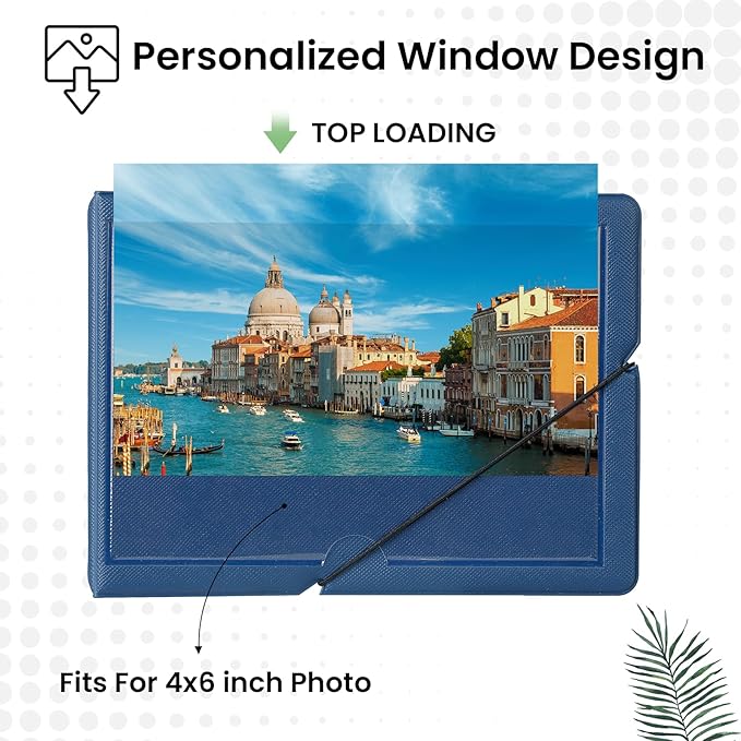 Lifting Small Photo Album 4x6 Holds 40 Photos with Customizable Cover，Mini Leather Picture Album Book for Wedding，Family，Baby Memories (Blue)