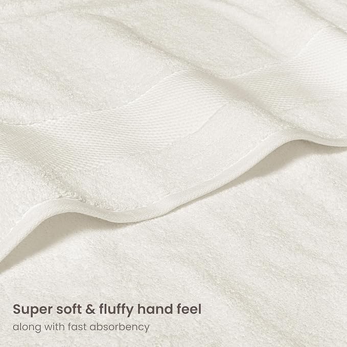 BIOWEAVES 100% Organic Cotton 700 GSM Plush Washcloths 13" x 13" GOTS Certified - Ivory, Pack of 12