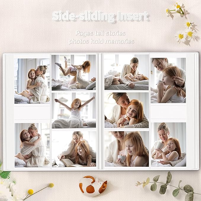 Photo Album 4x6 with 600 Pockets,Slip-in Picture Albums,Linen Cover Memory Book with Front Window,White Page Vertical Photo Book for Wedding,Family,Anniversare,Baby,Vacation