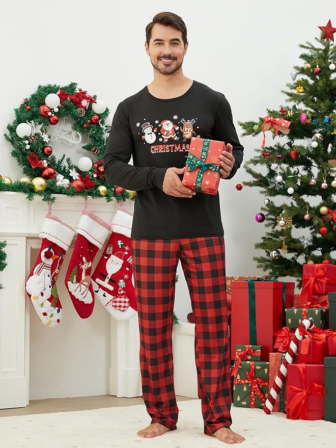 YIJIU Christmas Pajamas Cute Deer Print Long Sleeve Totem PJS Set