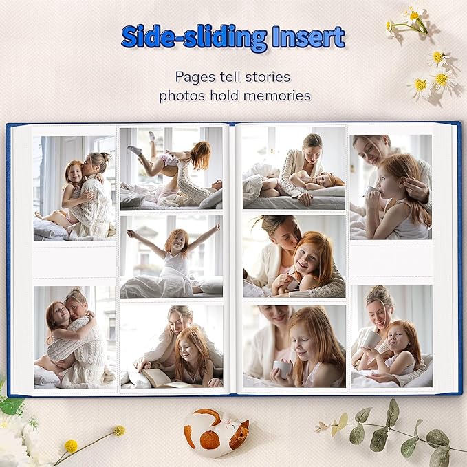 Photo Album 4x6 with 1000 Pockets,Slip-in Picture Albums,Linen Cover Memory Book with Front Window,White Page Vertical Photo Book for Wedding,Family,Anniversare,Baby,Vacation