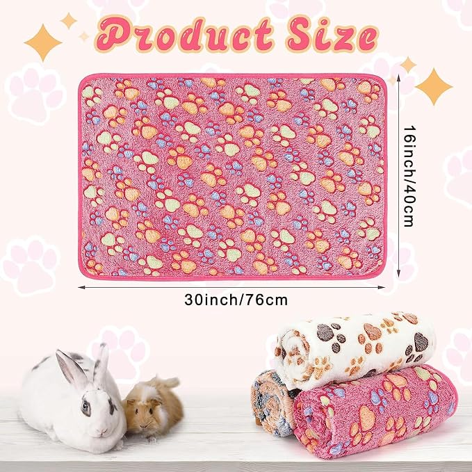 YUEPET 3 Pack Waterproof Guinea Pig Blankets, Fleece Cage Liners, SM | Fleece Bedding for Guinea Pigs, Waterproof Backing, Machine Washable, Soft Fleece Surface, 30 x 16 in