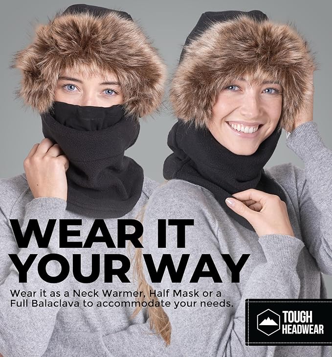 Tough Headwear Fleece Balaclava Ski Mask - Windproof Cold Weather Gear - Hunting Essentials - Ski Mask for Men